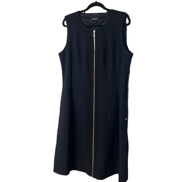 LAFAYETTE 148 NEWYORK WOOL EXPOSED ZIPPER SLEEVELESS DRESS SIZE 18 - Picture 2 of 9